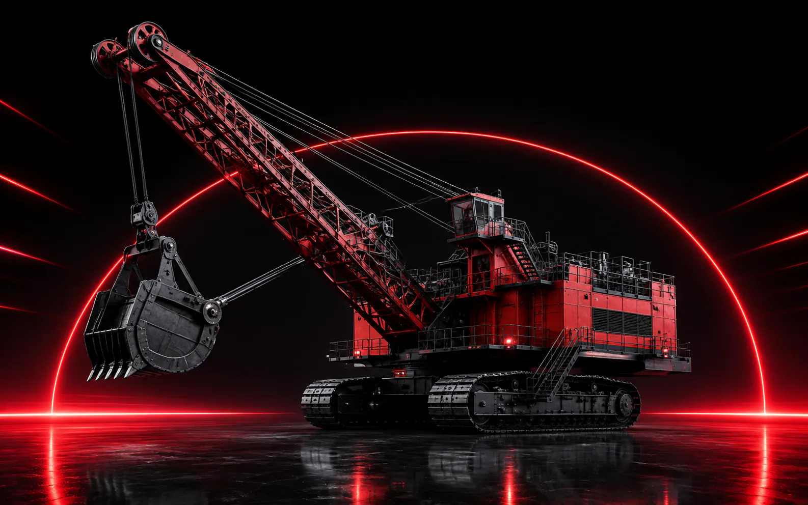 Dragline em operação de mineração de superfície